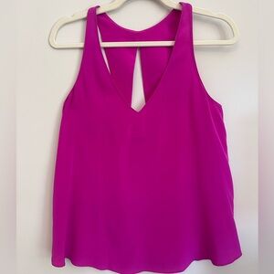 Rory Beca Womens Magenta V-Neck Sleeveless Silk Tank Size S Vacation Career
